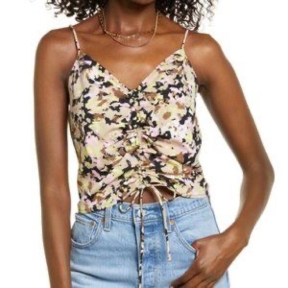 Vero Moda NWT Black Detail Singlet Scrunched Front Tank Top - Picture 1 of 6
